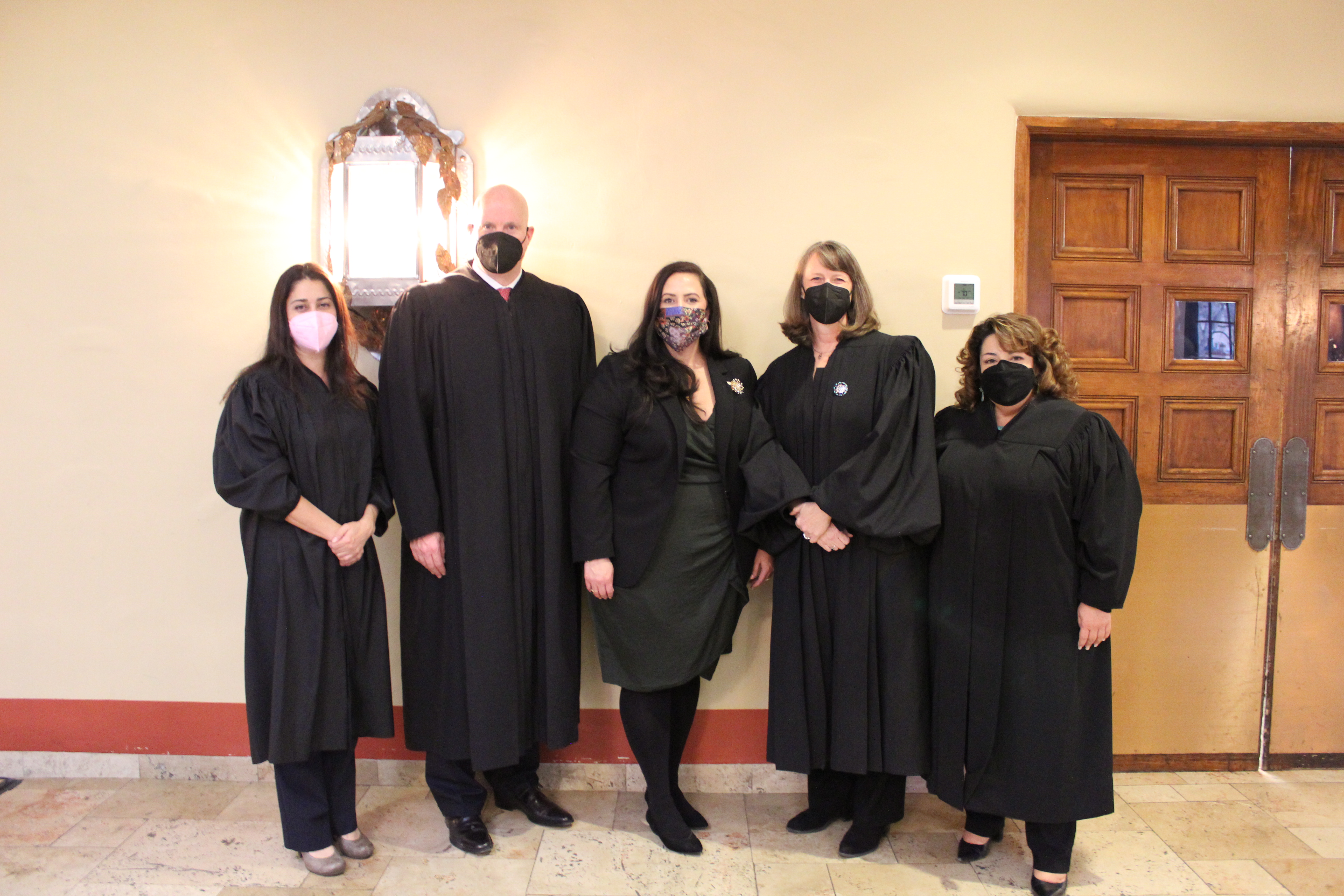 Justice Briana H. Zamora, Justice David K. Thomson, Erin Atkins, Justice C. Shannon Bacon, and Justice Julie J. Vargas